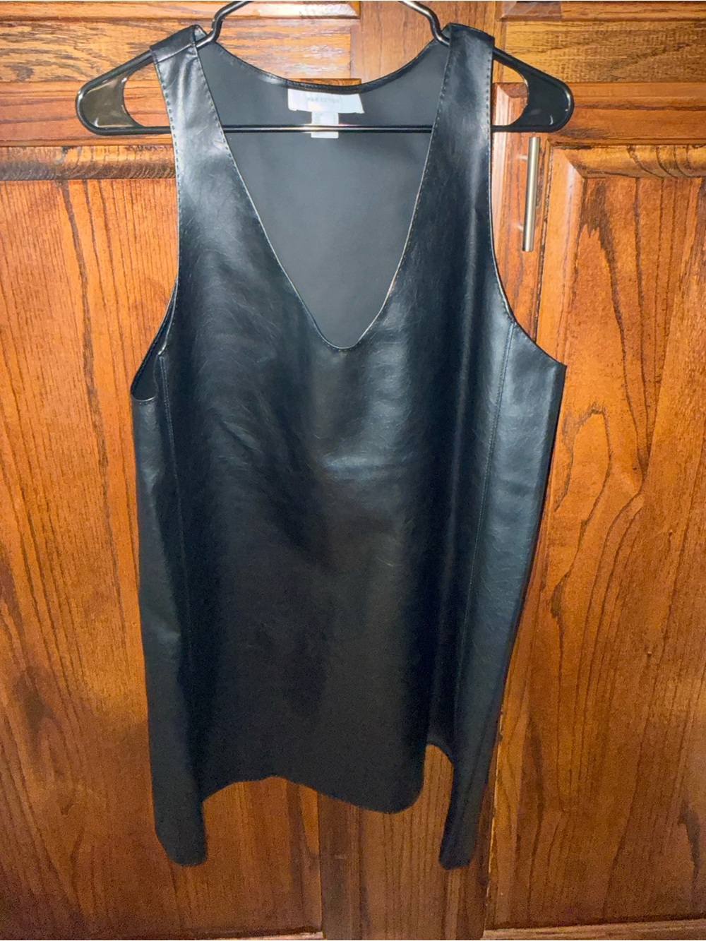 H&M Edition Black Faux Leather V-Neck Mini Dress